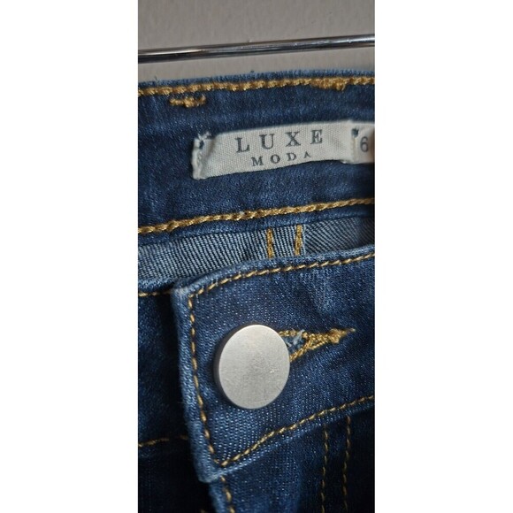 Luxe Moda Fringe Flare Jeans Women's 6 Boho Retro Hippie Festival - Picture 3 of 7